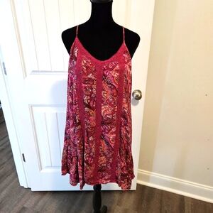 Hollister  bohemian style Strappy Razorback Dress Burgandy/Paisley Sz Medium